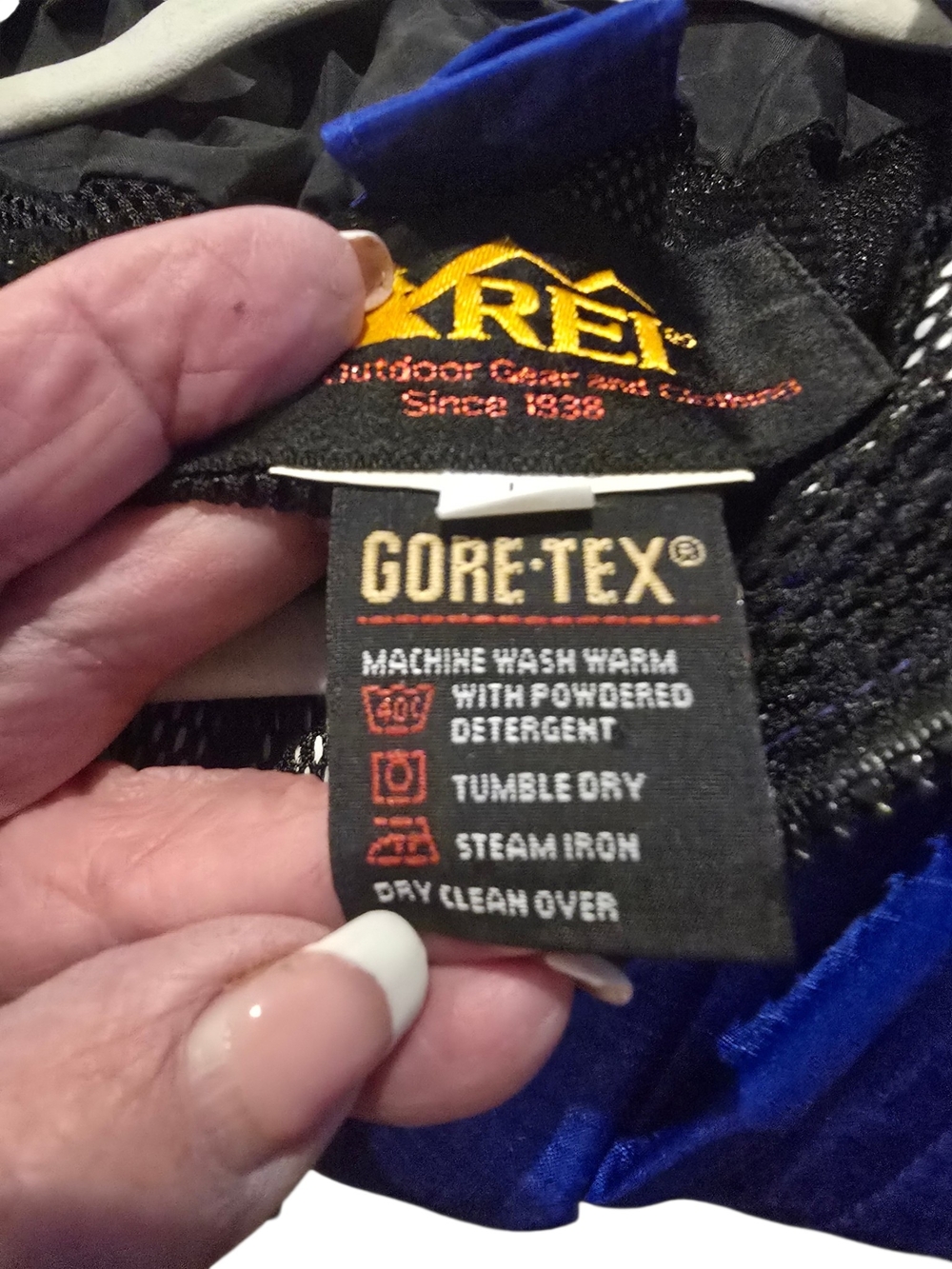 REI Women's Blue Hooded Waterproof Gore-Tex Rain Jacket Windbreaker Coat Sz L - Picture 3 of 7